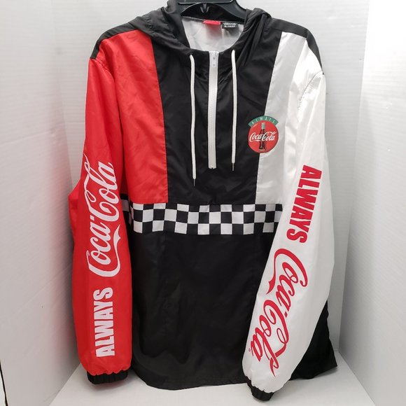 Windbreaker Always Coca Cola Check Jacket Cool Red Black White Check Y2K Bold - Picture 1 of 13